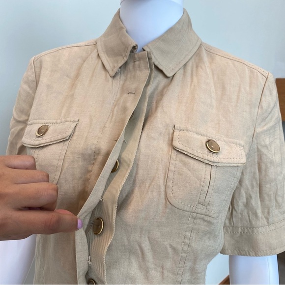 Elie Tahari linen button down shirt, Size 8 - Picture 3 of 10
